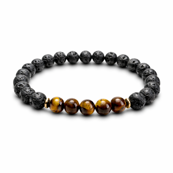 Pulsera "Fuerza Protectora" Ójo de Tigre y Lava