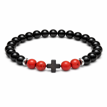 Pulsera Ónix - Hematita - Howlita Roja