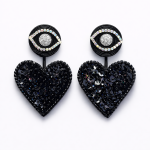 Aros Colgantes Ojo Protector y Corazón Negro