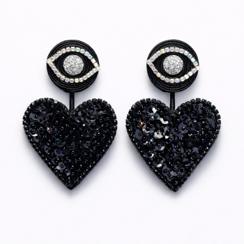 Aros Colgantes Ojo Protector y Corazón Negro