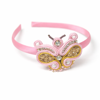 Cintillo "Mariposa Fantasía" en Soutache Rosa