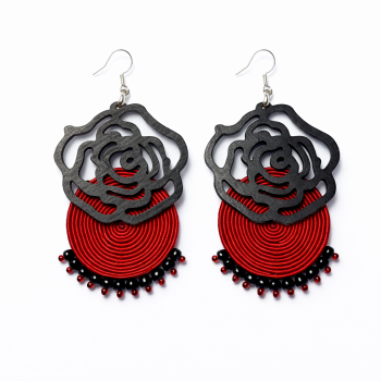 Aros Soutache Flor Black and Red