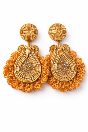 Aros Soutache Aura Dorada – Diseño Maxi Artesanal