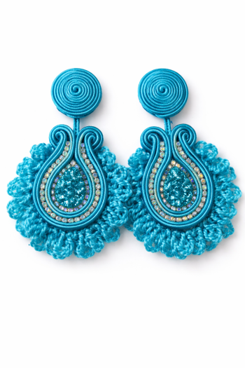 Aros Soutache Aura Turquesa – Diseño Maxi Artesanal